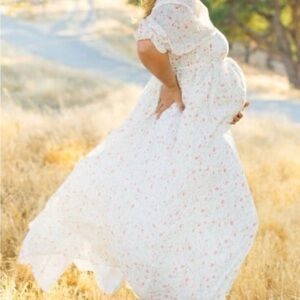 Floral White Maxi Dress maternity dress worth collective